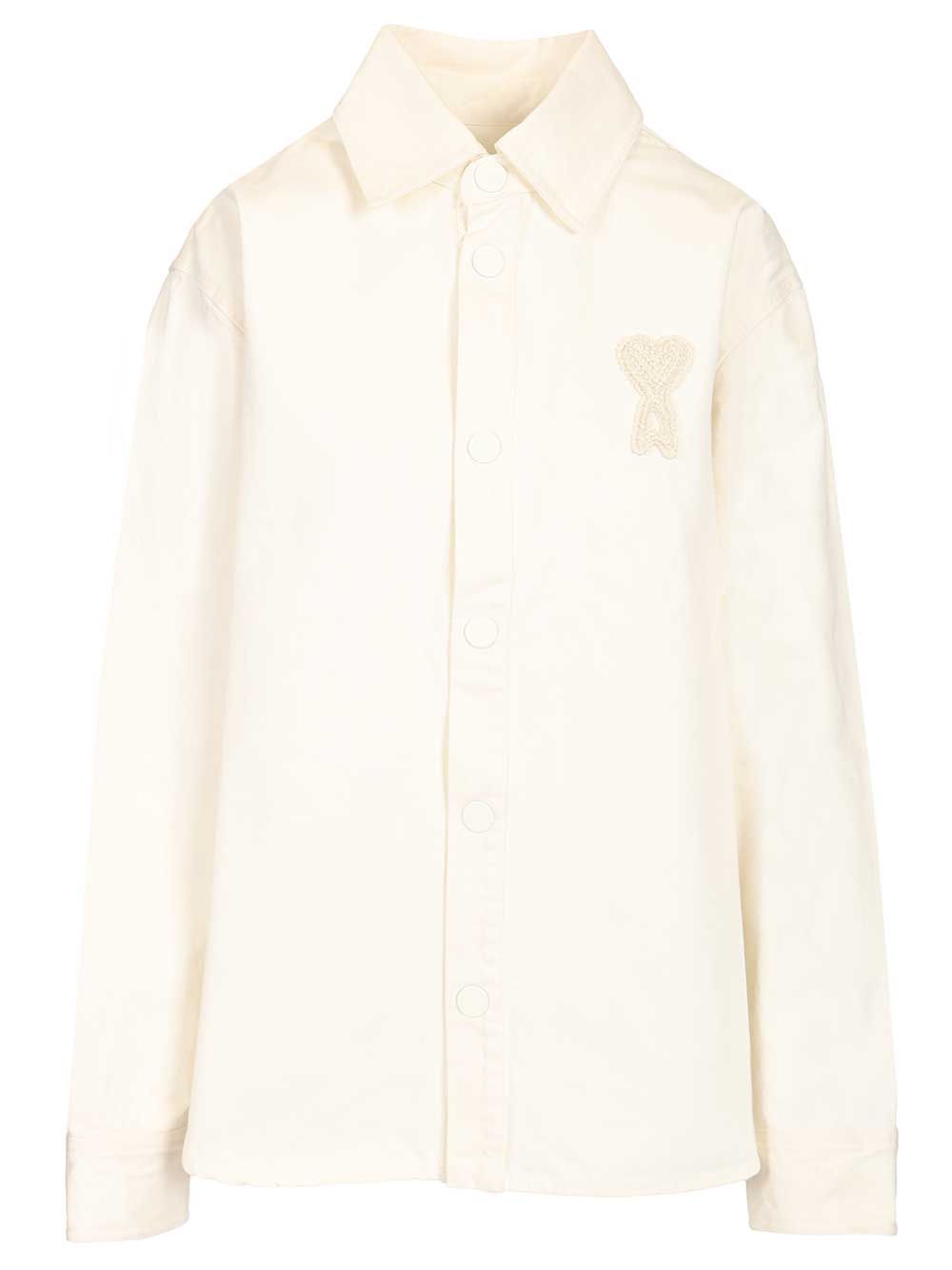 Ami Overshirt With Knitted Ami De Coeur Shirts - Bianco | 5f7253da7be63a6a9f885f4c4f6761ef1959c91c
