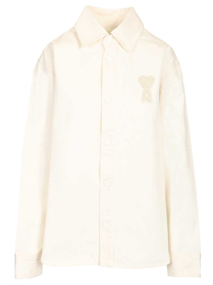 Ami Overshirt With Knitted Ami De Coeur Shirts - Bianco | 5f7253da7be63a6a9f885f4c4f6761ef1959c91c