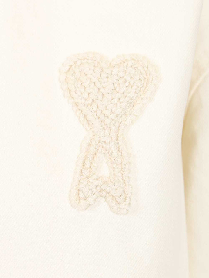Ami Overshirt With Knitted Ami De Coeur Shirts - Bianco | be09cc7953fcc3ac50a45f756a70b2c8a7dc543e