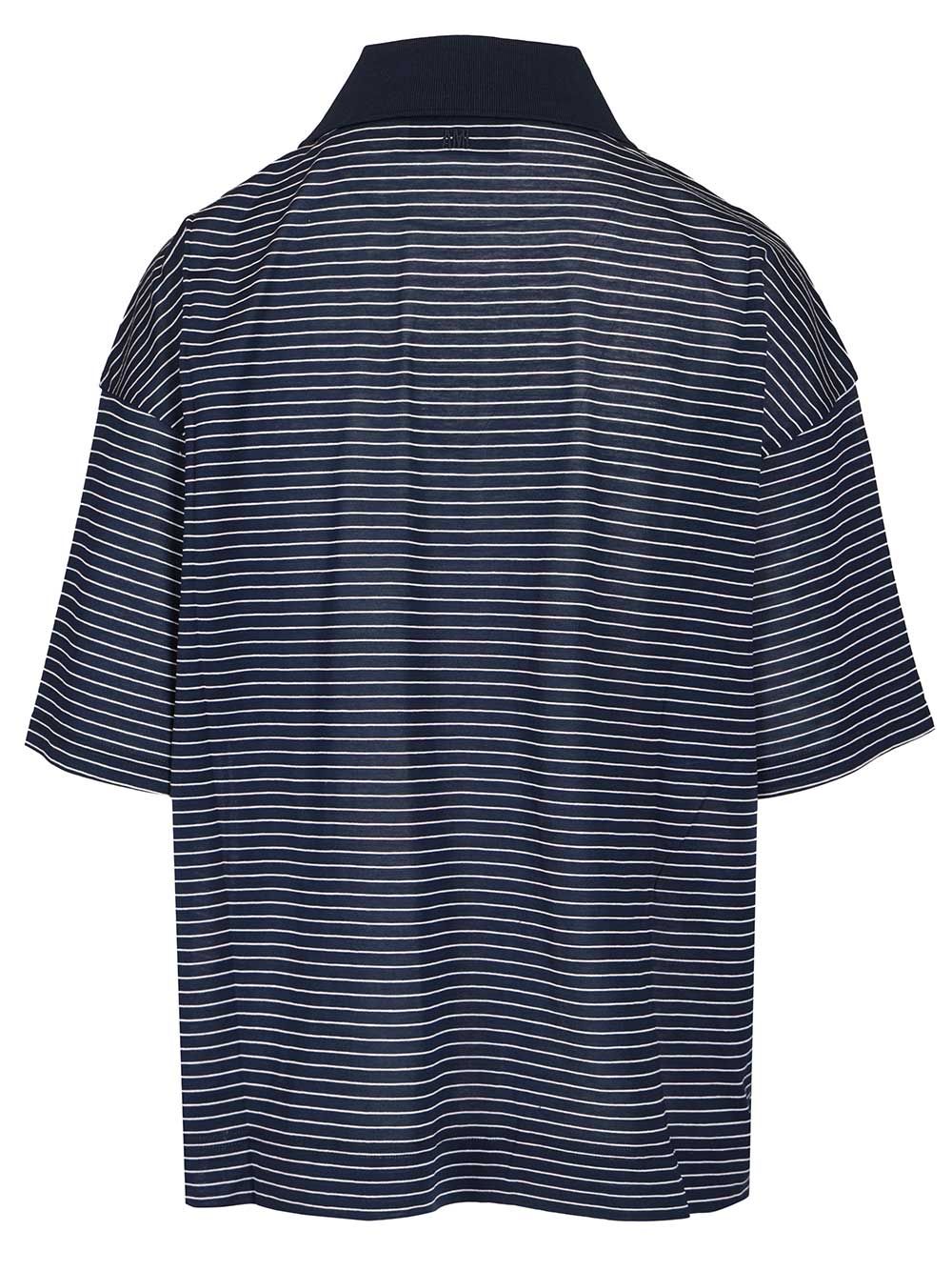 Ami Striped Boxy Fit Polo With Ami De Coeur Patch Polo shirt - Blu | 589ceebb9f8cb1962e848c1b0b4dd8dc53acfbee