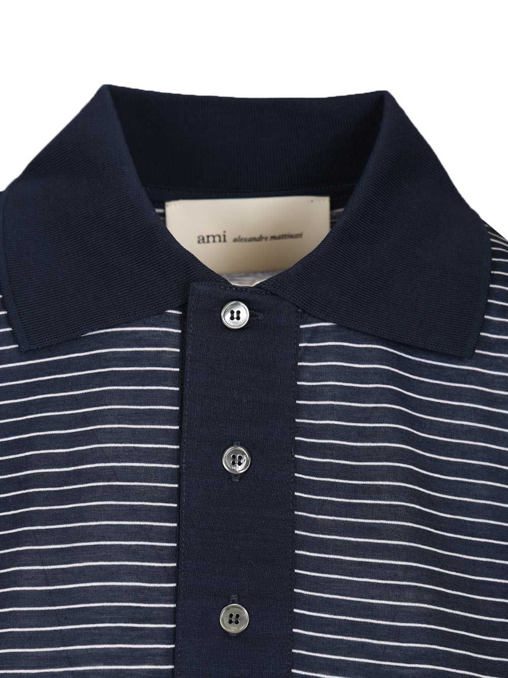 Ami Striped Boxy Fit Polo With Ami De Coeur Patch Polo shirt - Blu | e9982744c4a1eac6a7d65a79ab56d39b92b33804