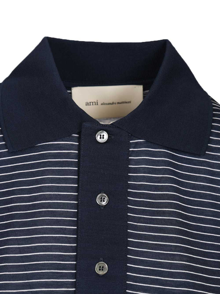 Ami Striped Boxy Fit Polo With Ami De Coeur Patch Polo shirt - Blu | e9982744c4a1eac6a7d65a79ab56d39b92b33804