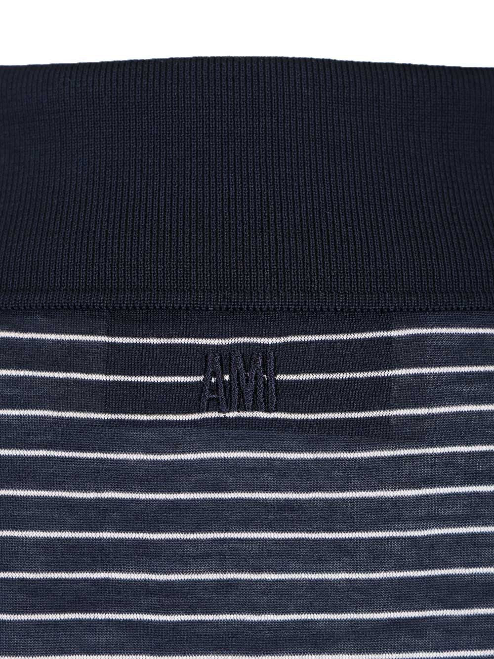 Ami Striped Boxy Fit Polo With Ami De Coeur Patch Polo shirt - Blu | 16ad297f4bb52172a59e9b9ff8ecae362c058d2a