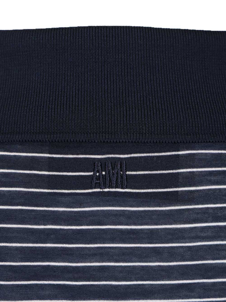 Ami Striped Boxy Fit Polo With Ami De Coeur Patch Polo shirt - Blu | 16ad297f4bb52172a59e9b9ff8ecae362c058d2a