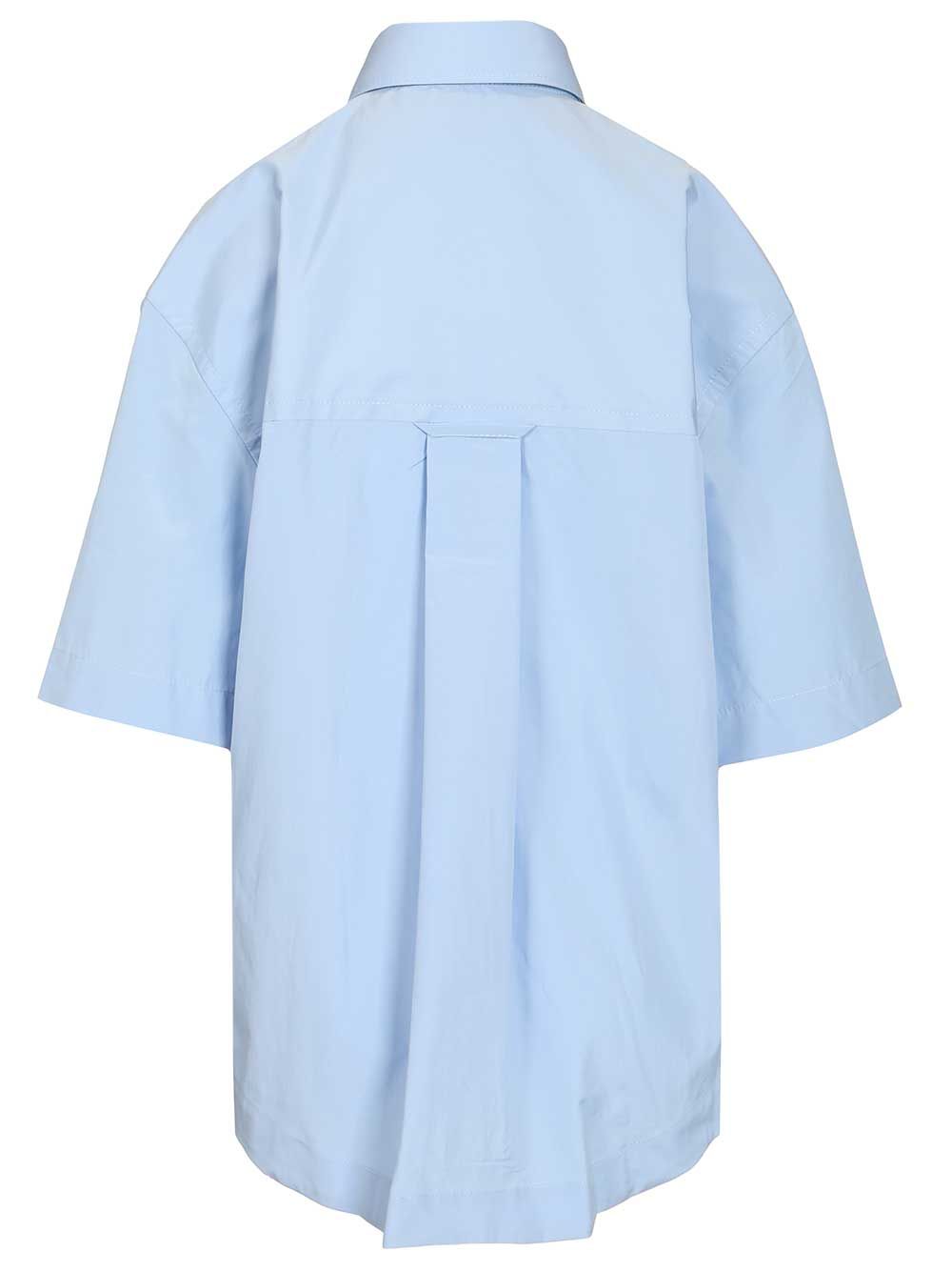 Ami Short-Sleeved Poplin Shirt Shirts - Light blue | 71e0145fc00f1564e5468c49f11748e845070382