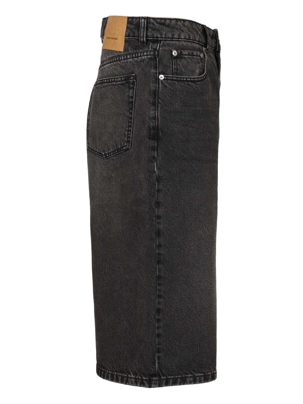 Ami Large Fit Bermuda Shorts Used Denim Trousers - Nero | 4c2c46363da61ac94b5463e563355c3c4f8eb424