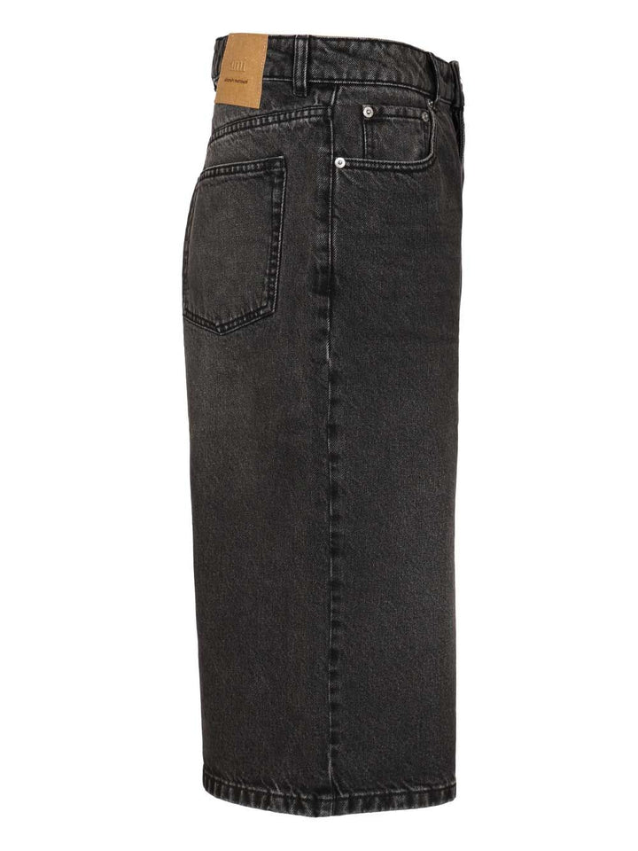 Ami Large Fit Bermuda Shorts Used Denim Trousers - Nero | 4c2c46363da61ac94b5463e563355c3c4f8eb424