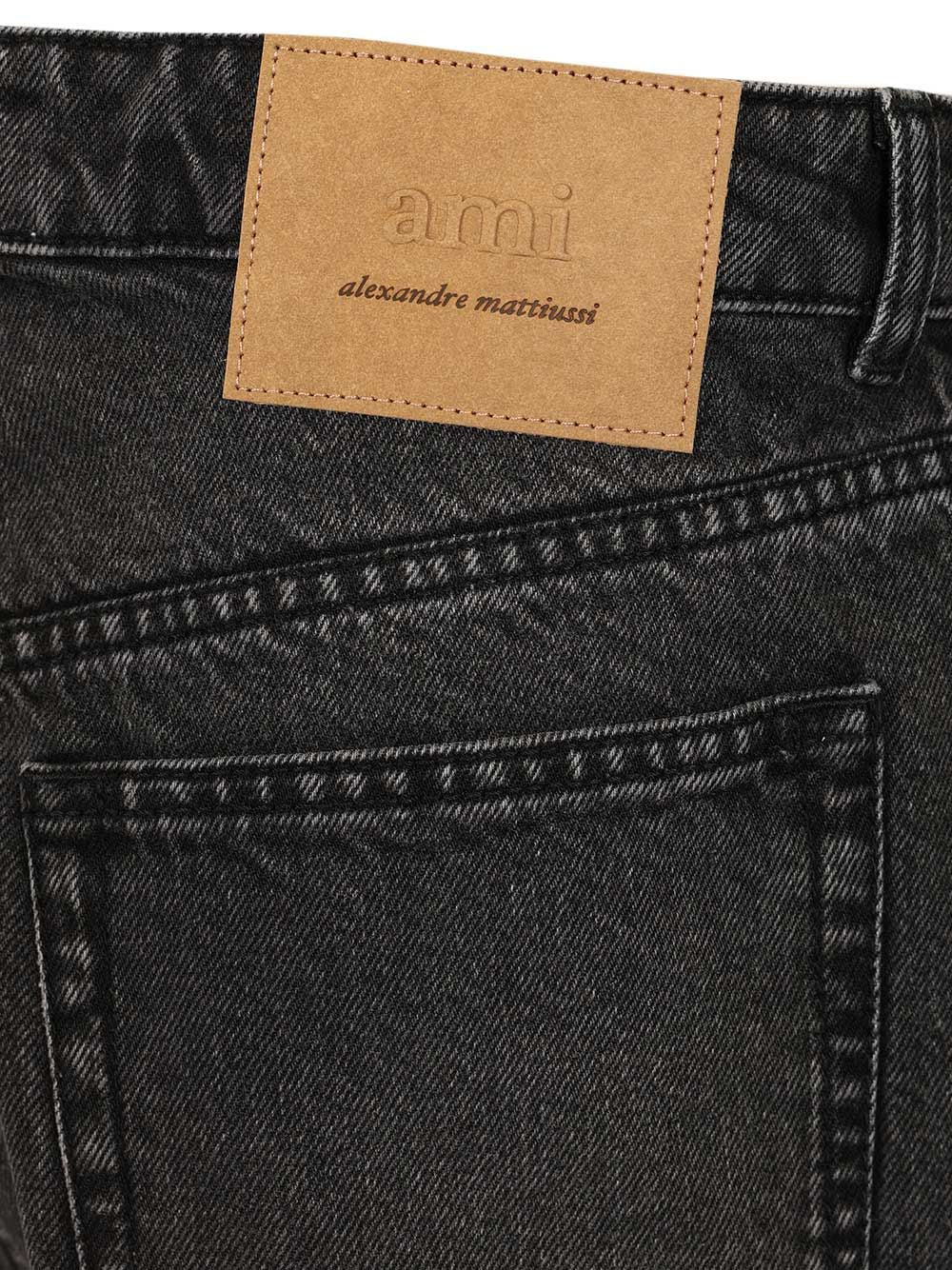 Ami Large Fit Bermuda Shorts Used Denim Trousers - Nero | ca88d0d820b7d4ec1030145051134c8524aacaed