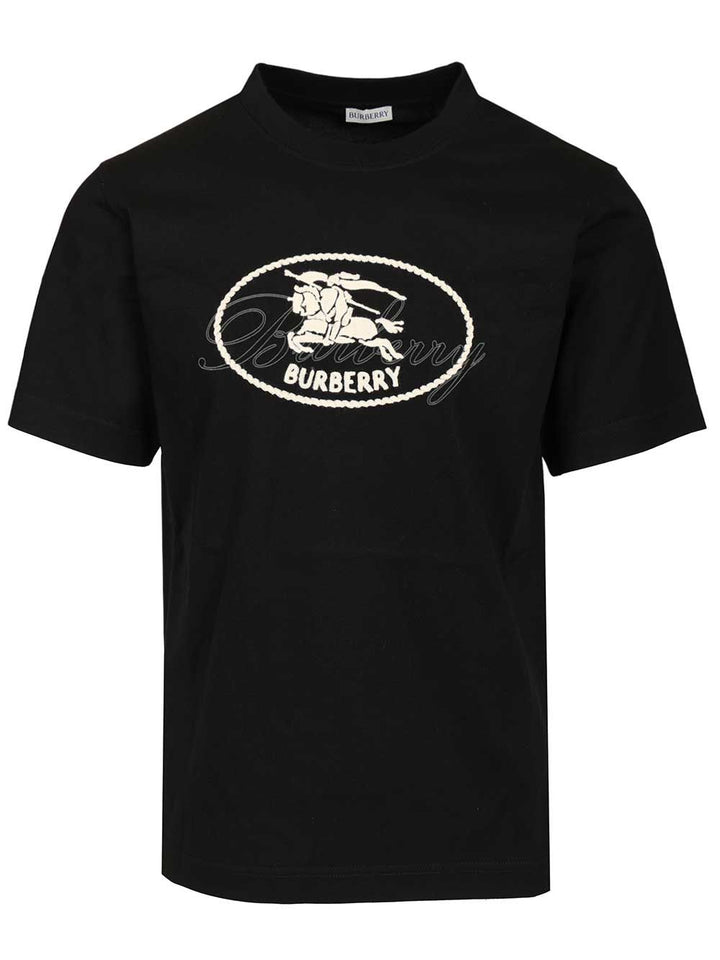 Burberry Cotton  With Knight Stamp T-Shirt - Nero | e18e19552b69dcde55b3121e1e1e143e016c1eb6