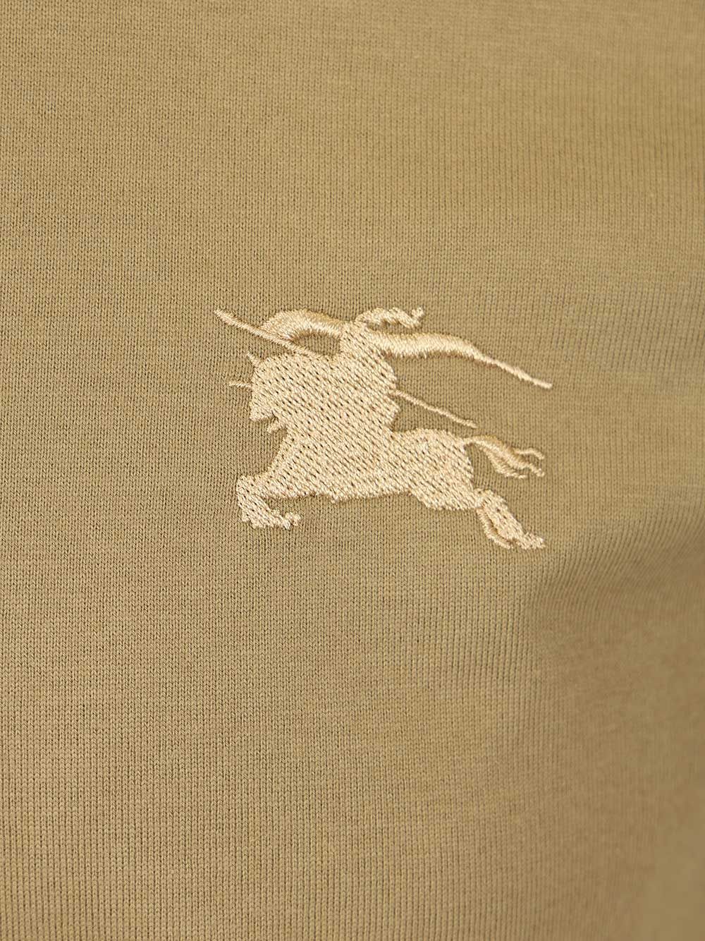 Burberry Cotton  With Check Trim T-Shirt - Beige | e2f449c7a34b70120d482a9f67e44415ce92c635