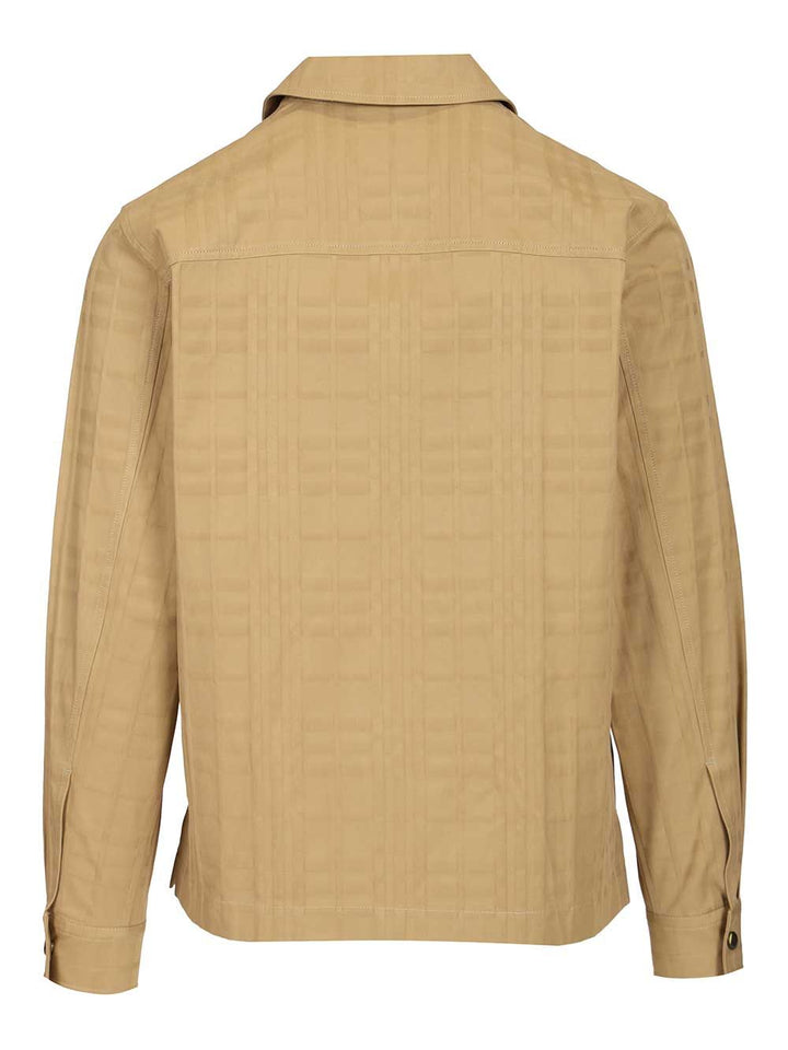 Burberry Check Cotton Zip-Up Shirt Giacche - Beige | 160844a6e00cadfa6563dbebfc6373c82a302ba8