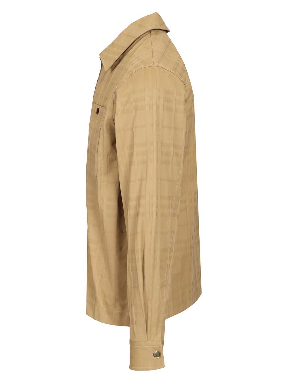 Burberry Check Cotton Zip-Up Shirt Giacche - Beige | 4334d2d1f88deb407c56bca0fe74522dd4005104