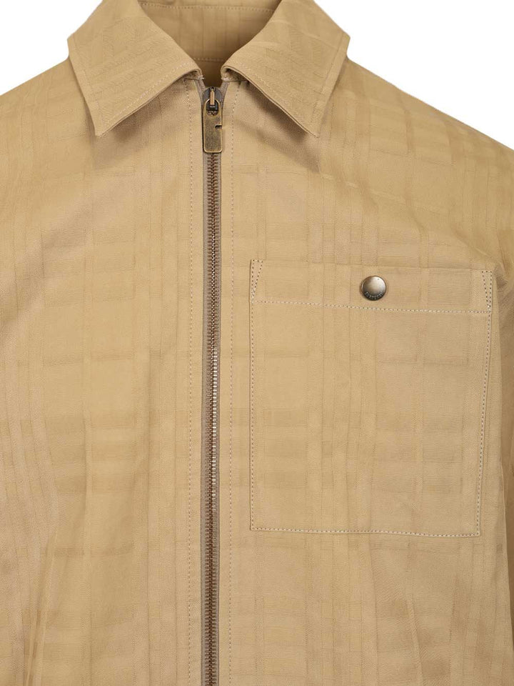 Burberry Check Cotton Zip-Up Shirt Giacche - Beige | 06b6725bdee304d2996d4ff6067d0438a76f2a47