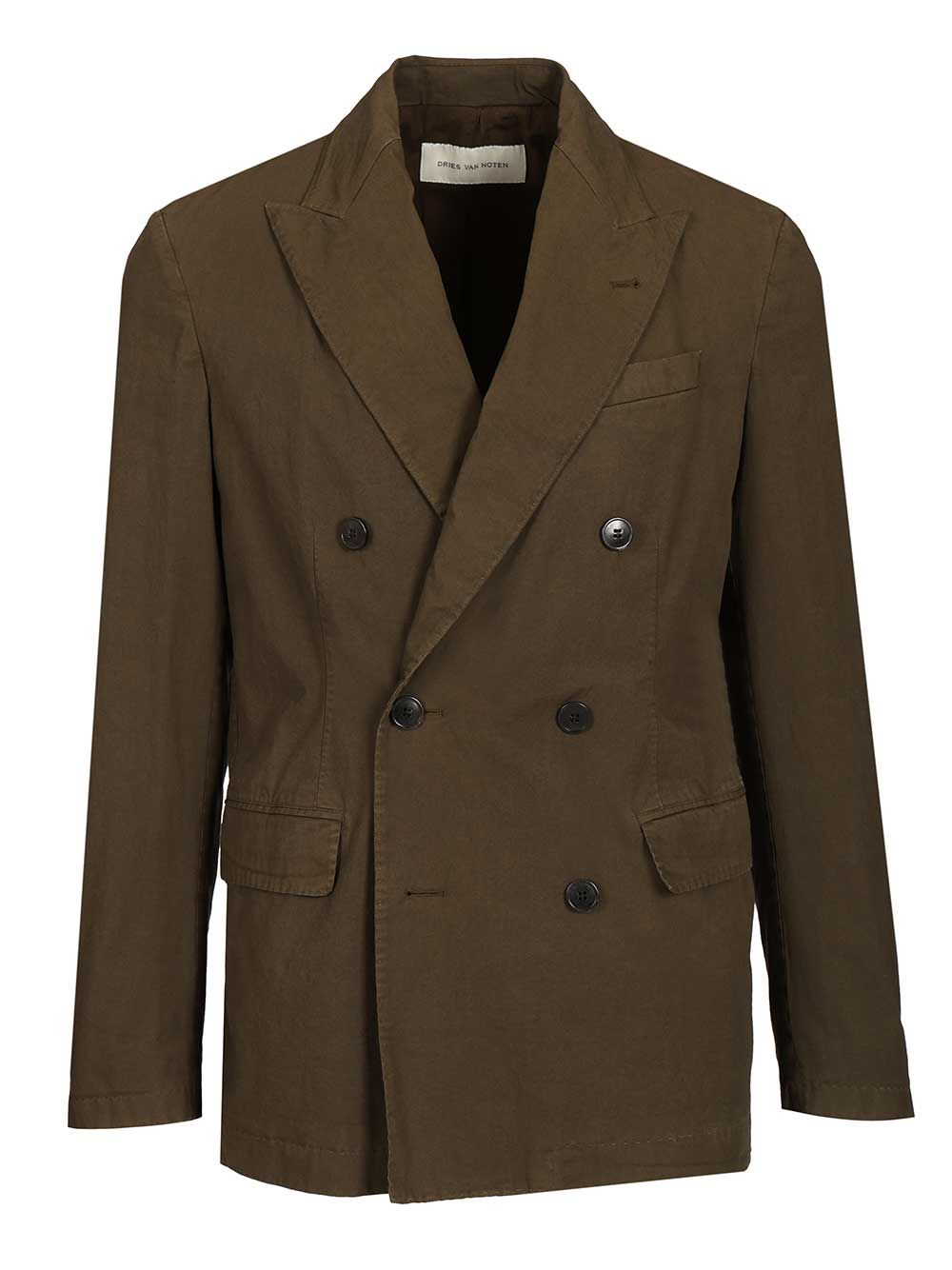 Dries Van Noten Double-Breasted Cotton Blazer Coats - Verde | 8a3db5815635df3034b9d9792a3aff482b77989b