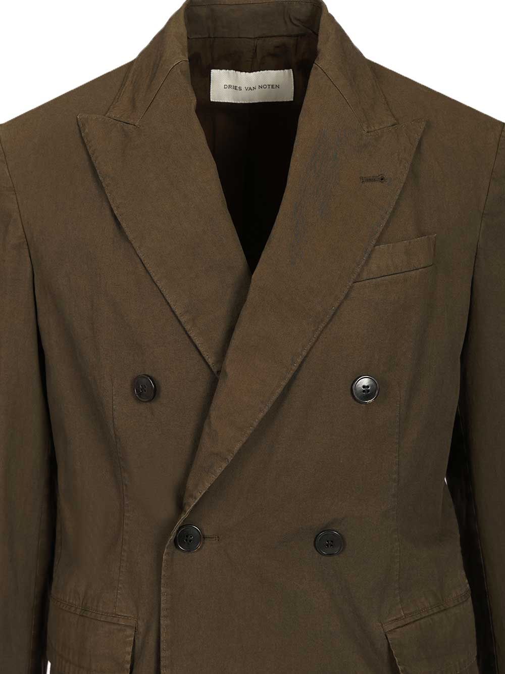 Dries Van Noten Double-Breasted Cotton Blazer Coats - Verde | 9fd40c51cbd4068aaebac66a4525c0e80ac8a099