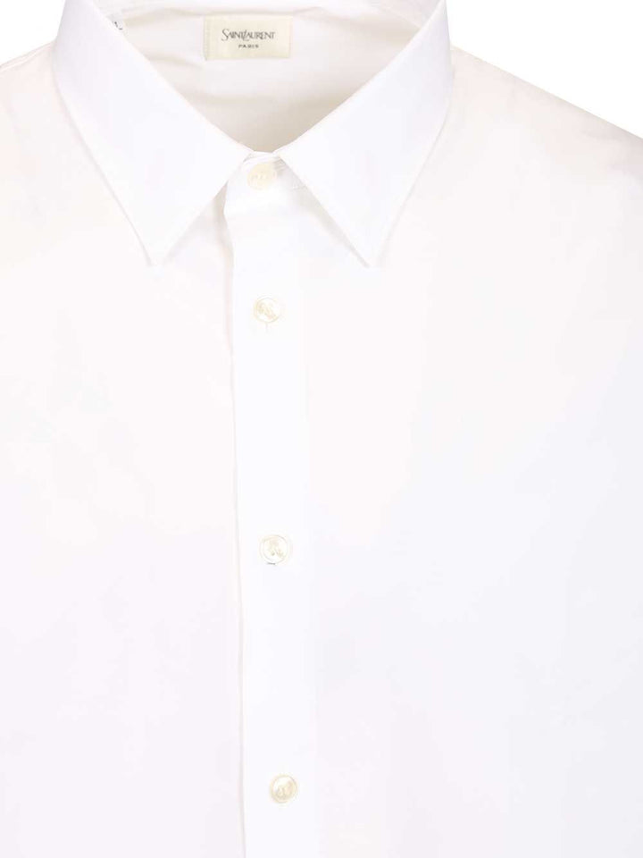 Saint Laurent Cassandre Shirt In Stretch Cotton Poplin Shirts - Bianco | 107bc3be1534dc9377452f0204433191c70f223c