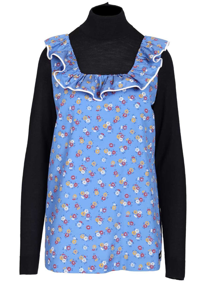 Miu Miu Poplin And Wool Sweater Polo shirt - Multicolor | 9073ccaabb4f3a2533a65d03b2529e6210506524