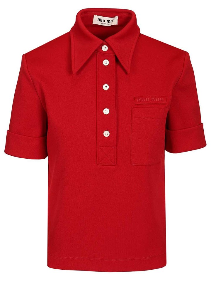 Miu Miu Technical Jersey Polo shirt - Rosso | ede194deddb57f53d782f3438170ad5b0663adcf