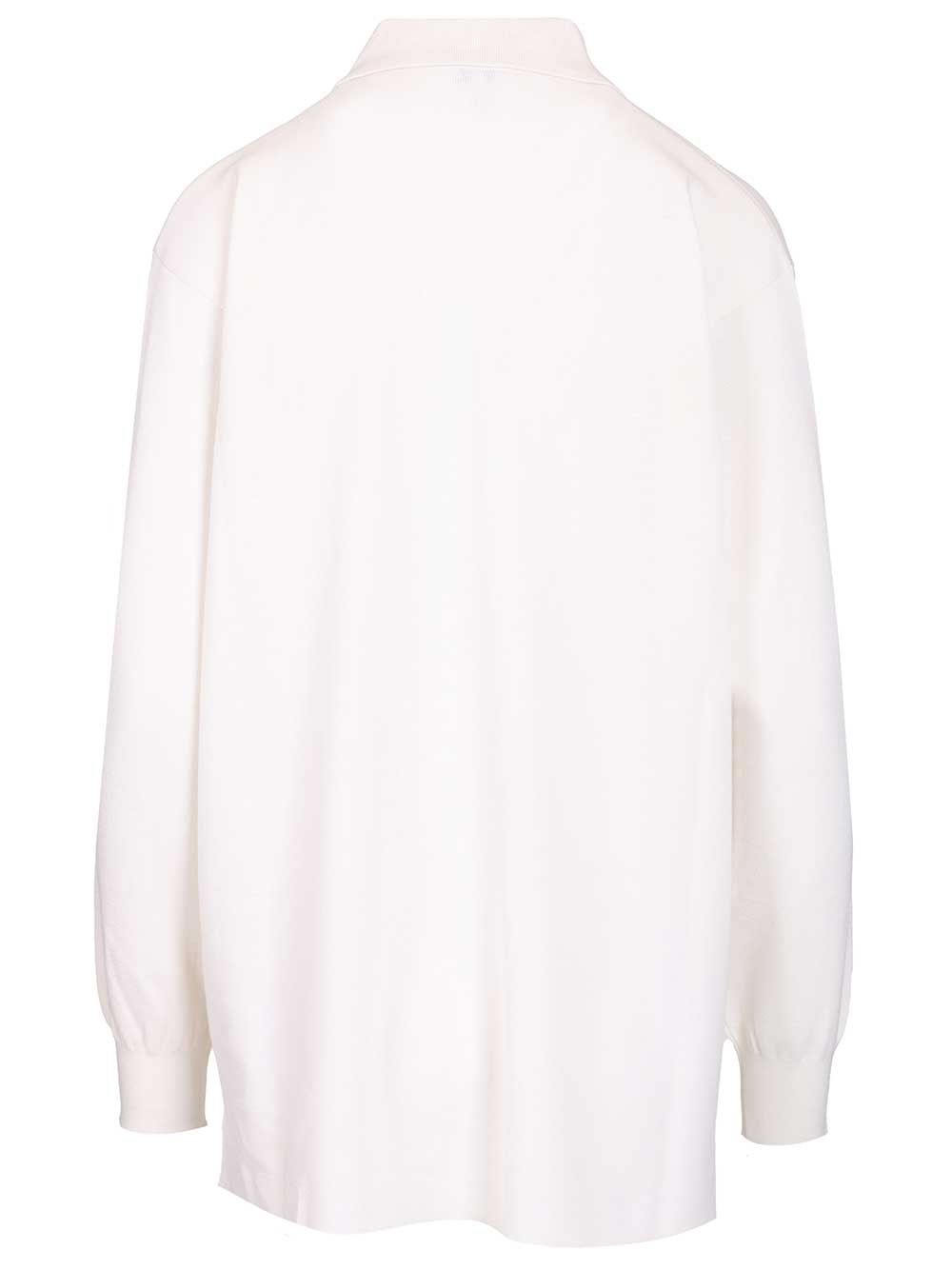 Loewe Cashmere And Silk Blend Polo Shirt Knitwear - Bianco | 01cffa84370754113e00b32c2ba15d00965bf8c2