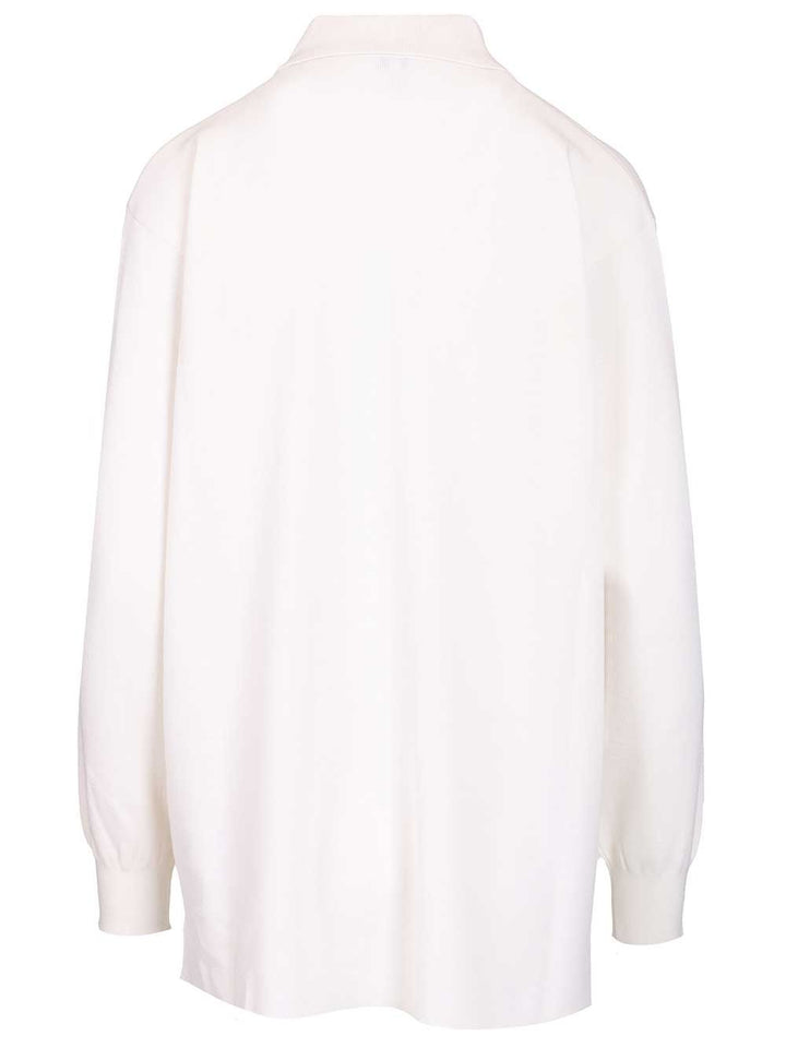 Loewe Cashmere And Silk Blend Polo Shirt Knitwear - Bianco | 01cffa84370754113e00b32c2ba15d00965bf8c2