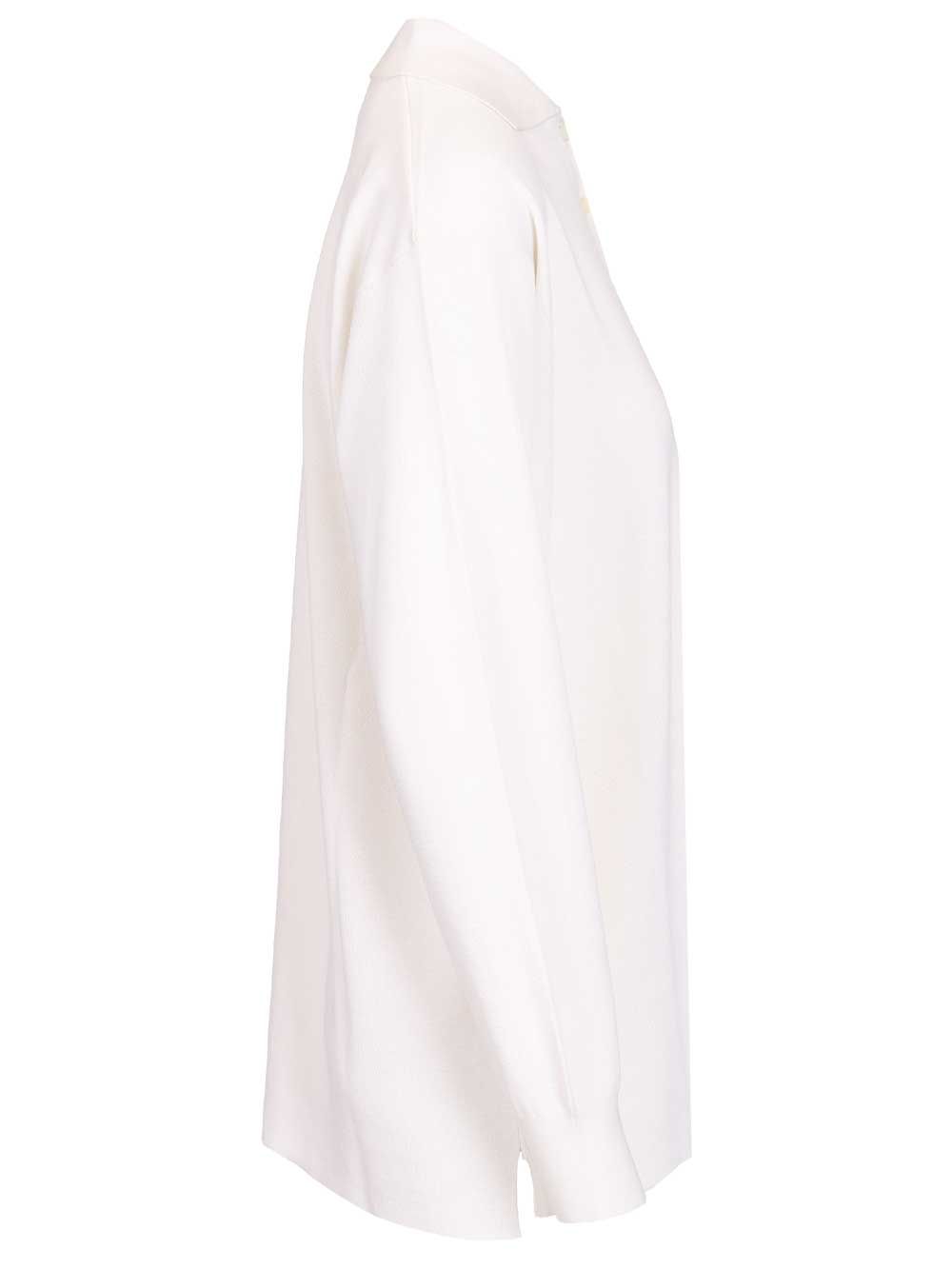 Loewe Cashmere And Silk Blend Polo Shirt Knitwear - Bianco | 17c6efda9eef63bd0549b9b74001c9362ece6208