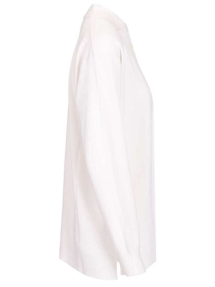 Loewe Cashmere And Silk Blend Polo Shirt Knitwear - Bianco | 17c6efda9eef63bd0549b9b74001c9362ece6208