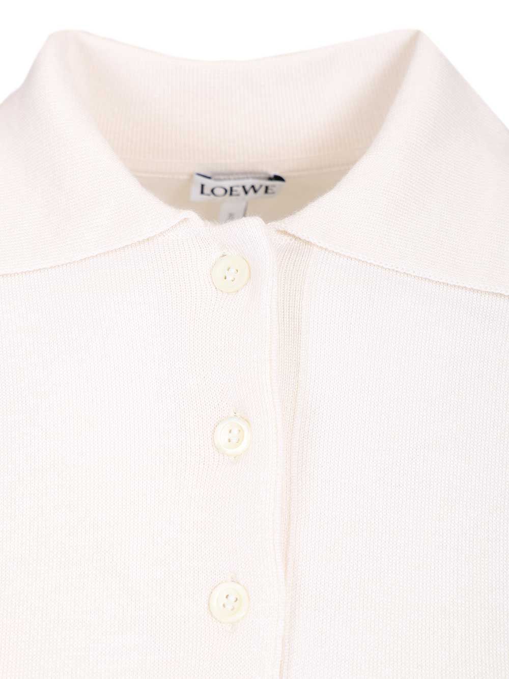 Loewe Cashmere And Silk Blend Polo Shirt Knitwear - Bianco | 52ba3a941f6dc9fe37a5193fac060539254414e7