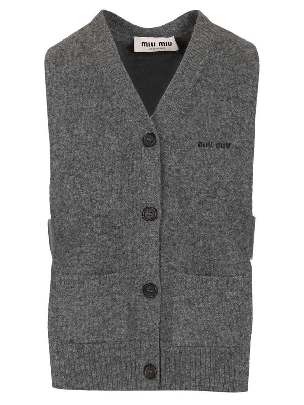 Cashmere Strickjacke Weste Strickwaren Grau