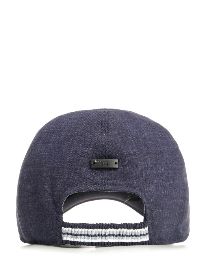 Fedeli Linen Hat Cappelli - Blu | 547cbf2a47f647315f906a0d93fa56962efe618a