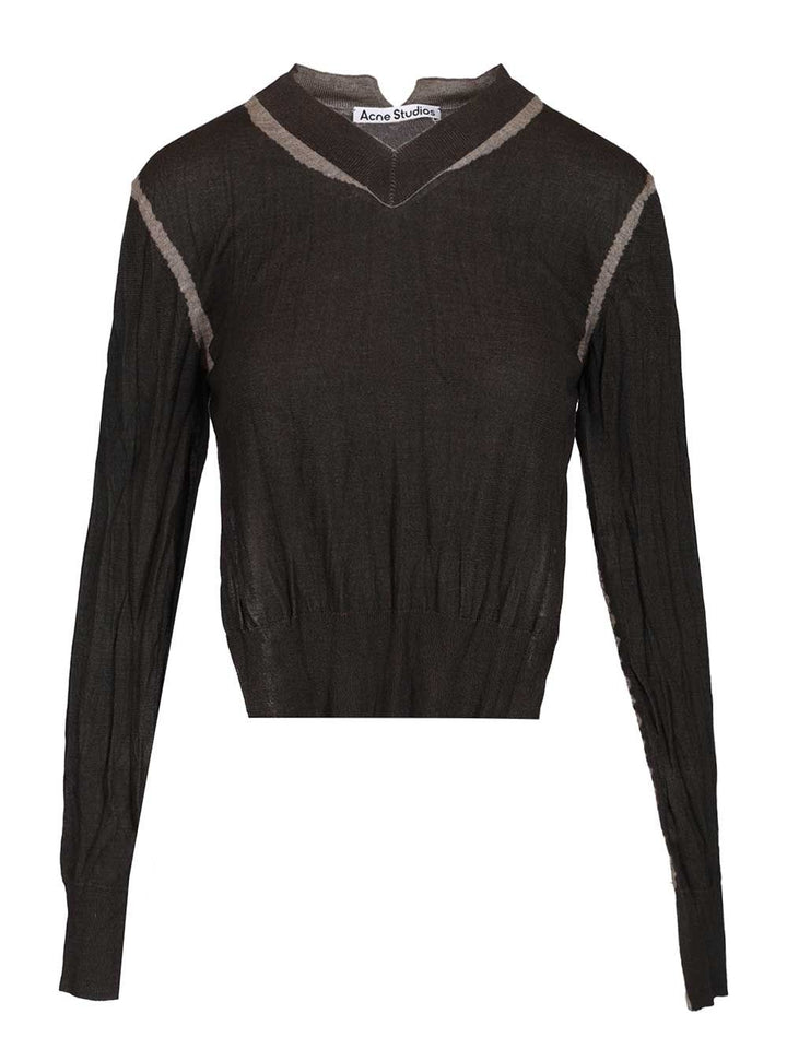 Acne Studios Crumpled V-Neck Sweater Knitwear - Marrone | ac8dfc40ee3256a11e1cd9f9eabb99ff8c6d2e8e