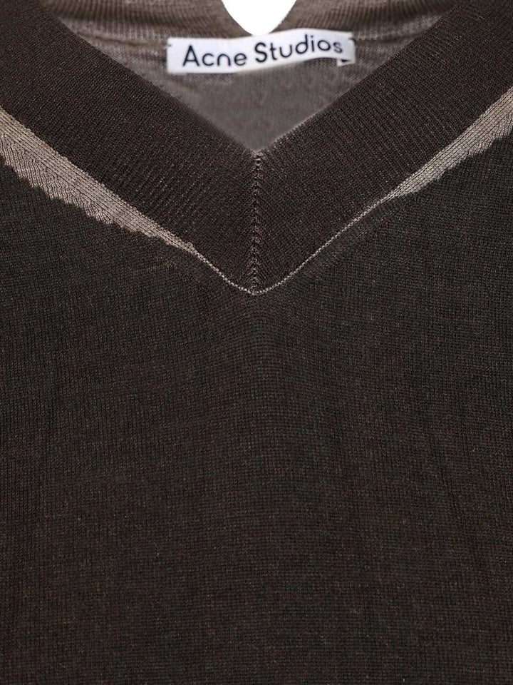 Acne Studios Crumpled V-Neck Sweater Knitwear - Marrone | edcfc3e028974e140c0d87dda020f70f63b71d4f