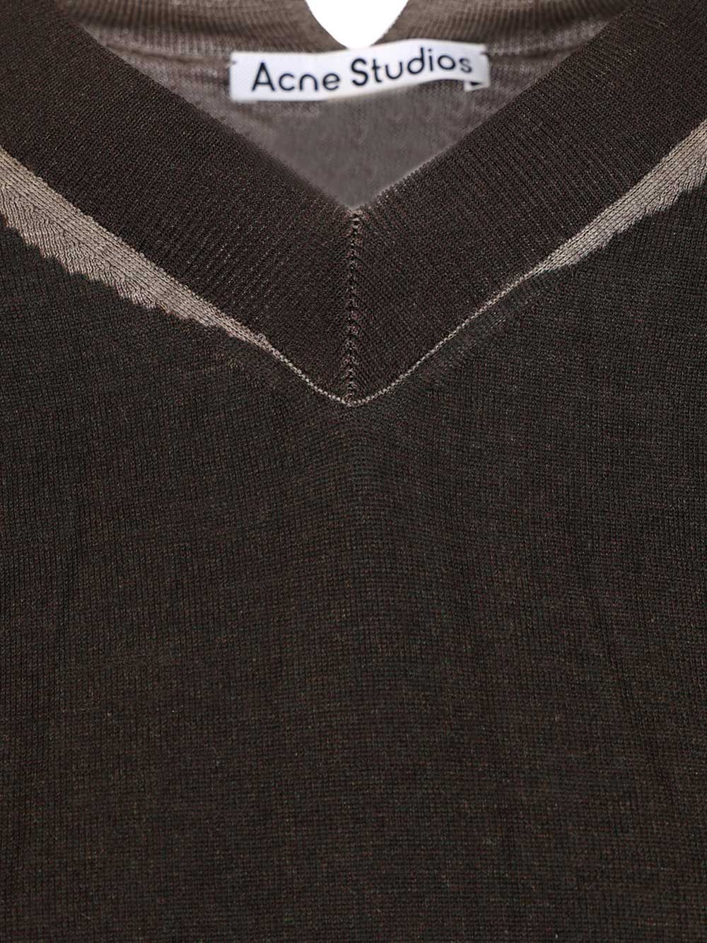 Acne Studios Crumpled V-Neck Sweater Knitwear - Marrone | edcfc3e028974e140c0d87dda020f70f63b71d4f
