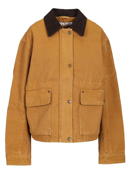 Suede Jacket With Leather Collar Giacche Arancione