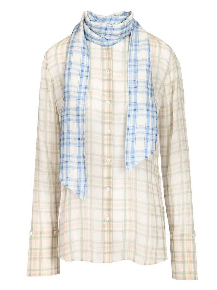 Acne Studios Silk Blouse With Scarf Shirts - Verde | e89ed42c4d0641570f9fc0c41dd74d281a845718