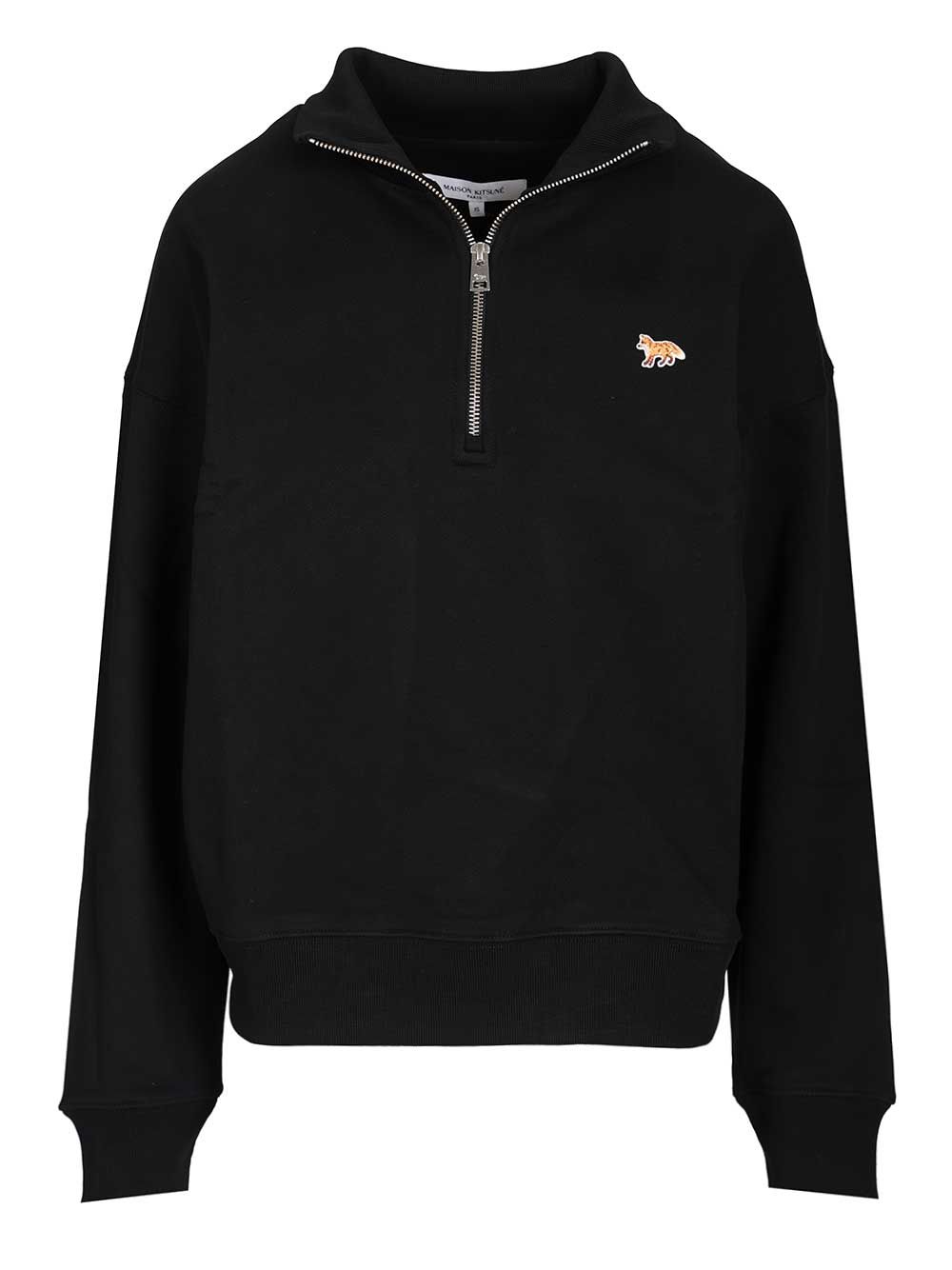 Maison KitsunÉ Baby Fox Half Zipped Sweatshirt Sweatshirts - Nero | 8a6f993a1fbf78e5389940b32ca55906fc34b993