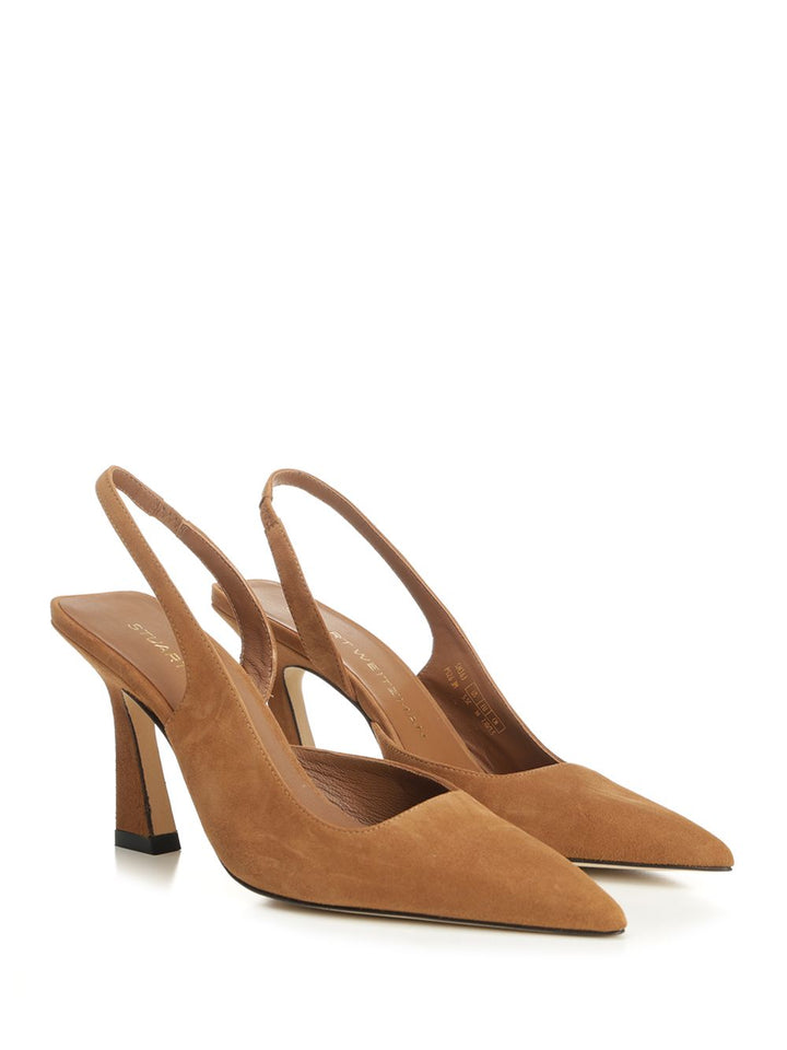 Stuart Weitzman Vinnie 85 Suede Slingbacks Decollete - Beige | ee426c9d664d023ece15711cc7fc03280d1f2c49