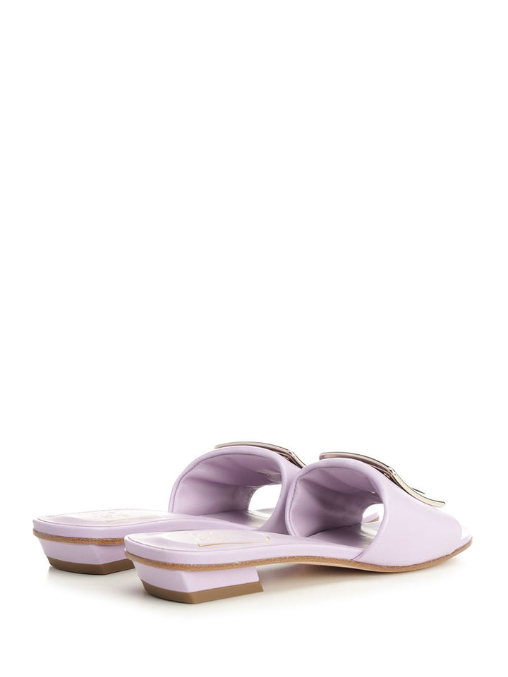 Roger Vivier Belle Vivier Leather Mules Sandali - Violet | eb497ae985e7921de2c72f5ddda8411195c7d543