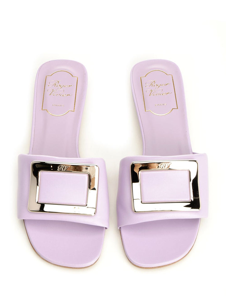Roger Vivier Belle Vivier Leather Mules Sandali - Violet | 50c5848f5779fb933ae6622e3d339c81abcaca5c
