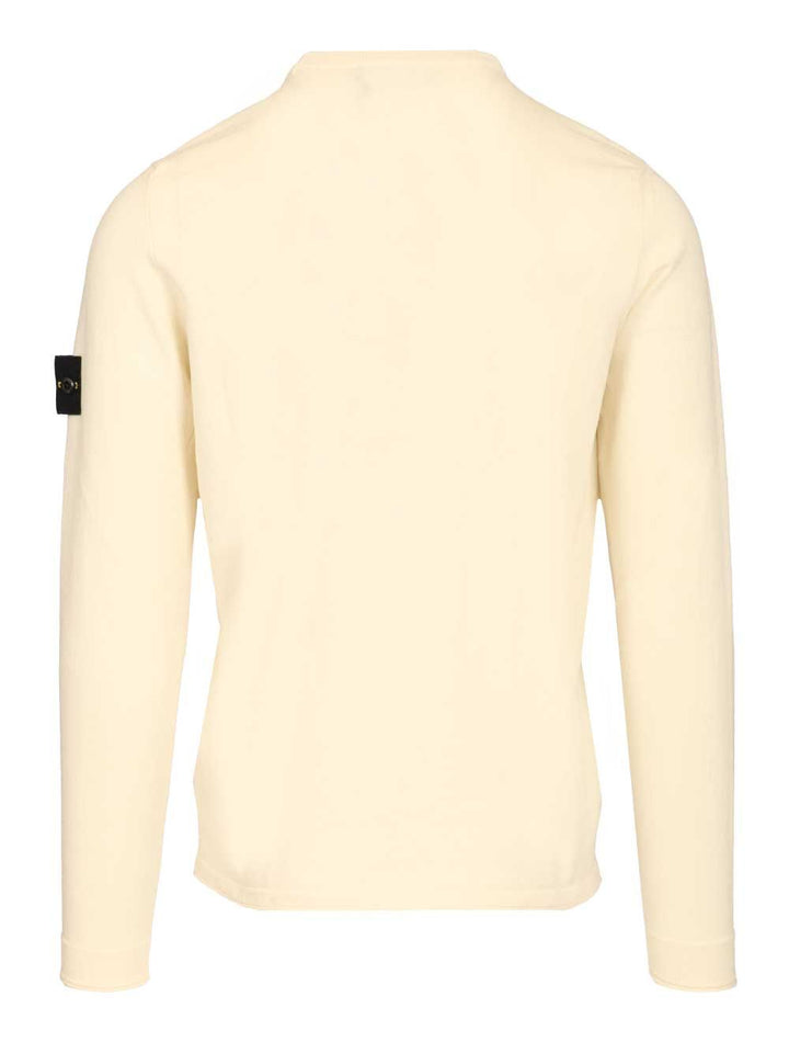 Stone Island Lightweight Organic Cotton Sweater Knitwear - Bianco | 79463eb9abefc88ac6fd1da4a16eda915c4d4e98