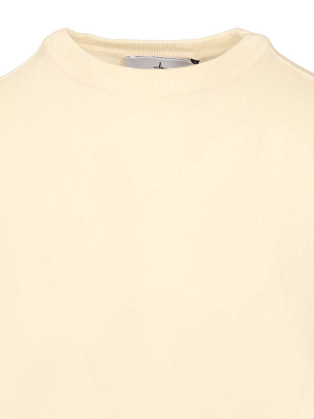 Stone Island Lightweight Organic Cotton Sweater Knitwear - Bianco | 81ec83e5ea076f695090258abf2190dfa8eb484b