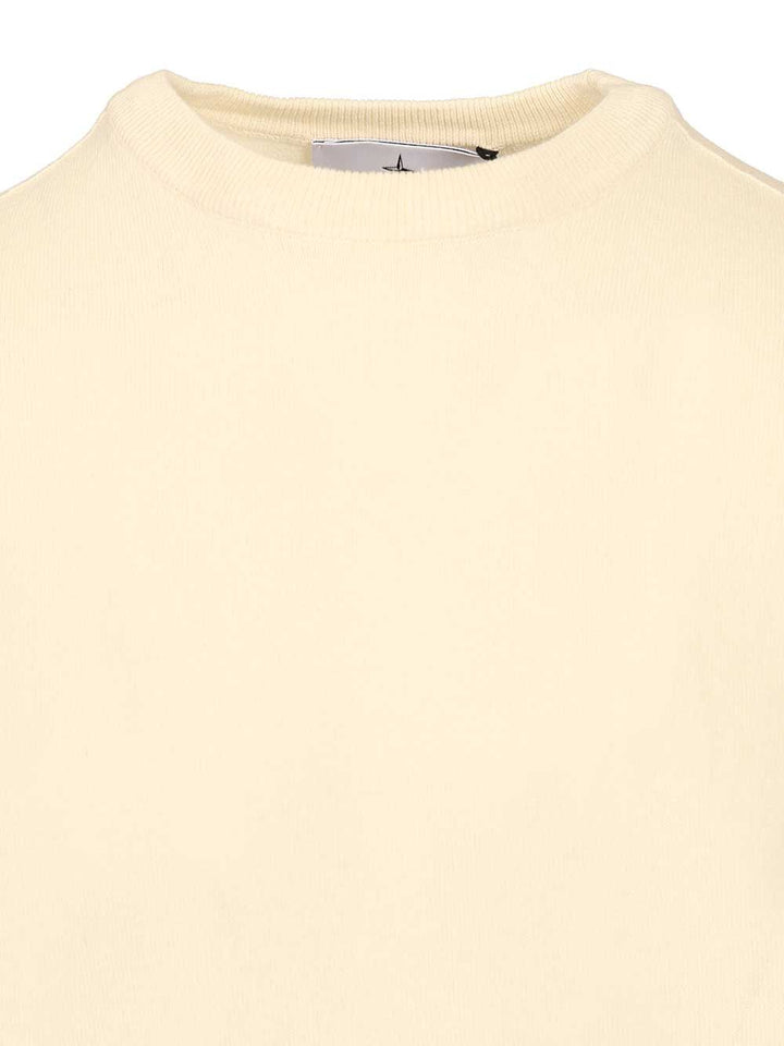 Stone Island Lightweight Organic Cotton Sweater Knitwear - Bianco | 81ec83e5ea076f695090258abf2190dfa8eb484b