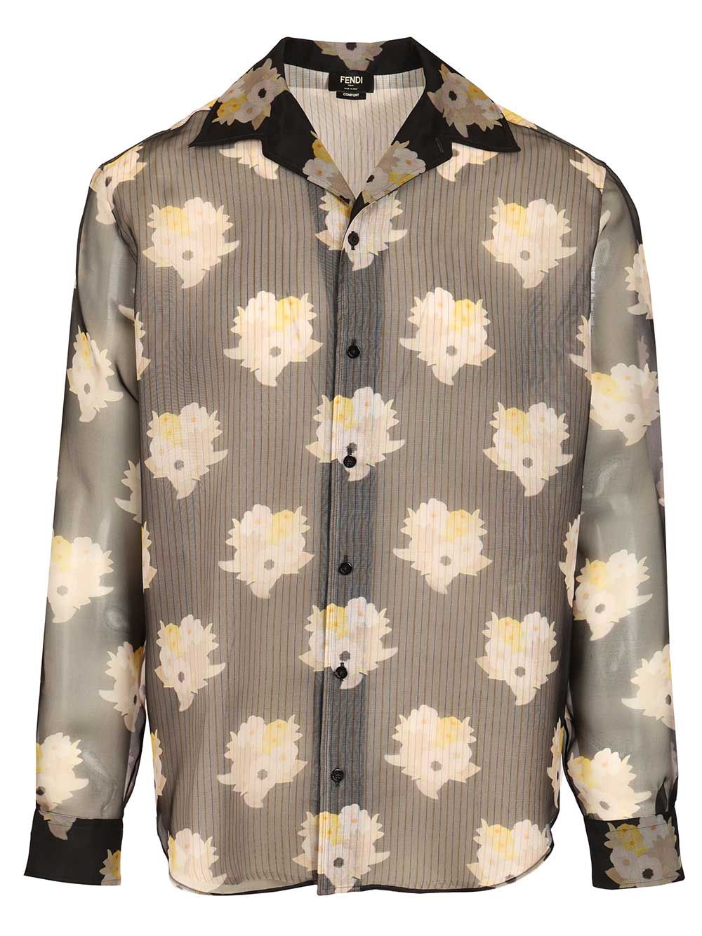 Fendi Adv - Look 77 - Organza Flower Print Bouqet Shirt Shirts - Multicolor | d851b15a4831ee772464f7b0add8ee3d3788dfb8
