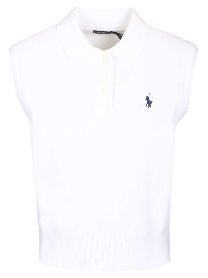 Polo Ralph Lauren Short-Cut Sleeveless Polo shirt - Bianco | 5e469d1d37a12a388ca80b1563f150dc17bd62e2