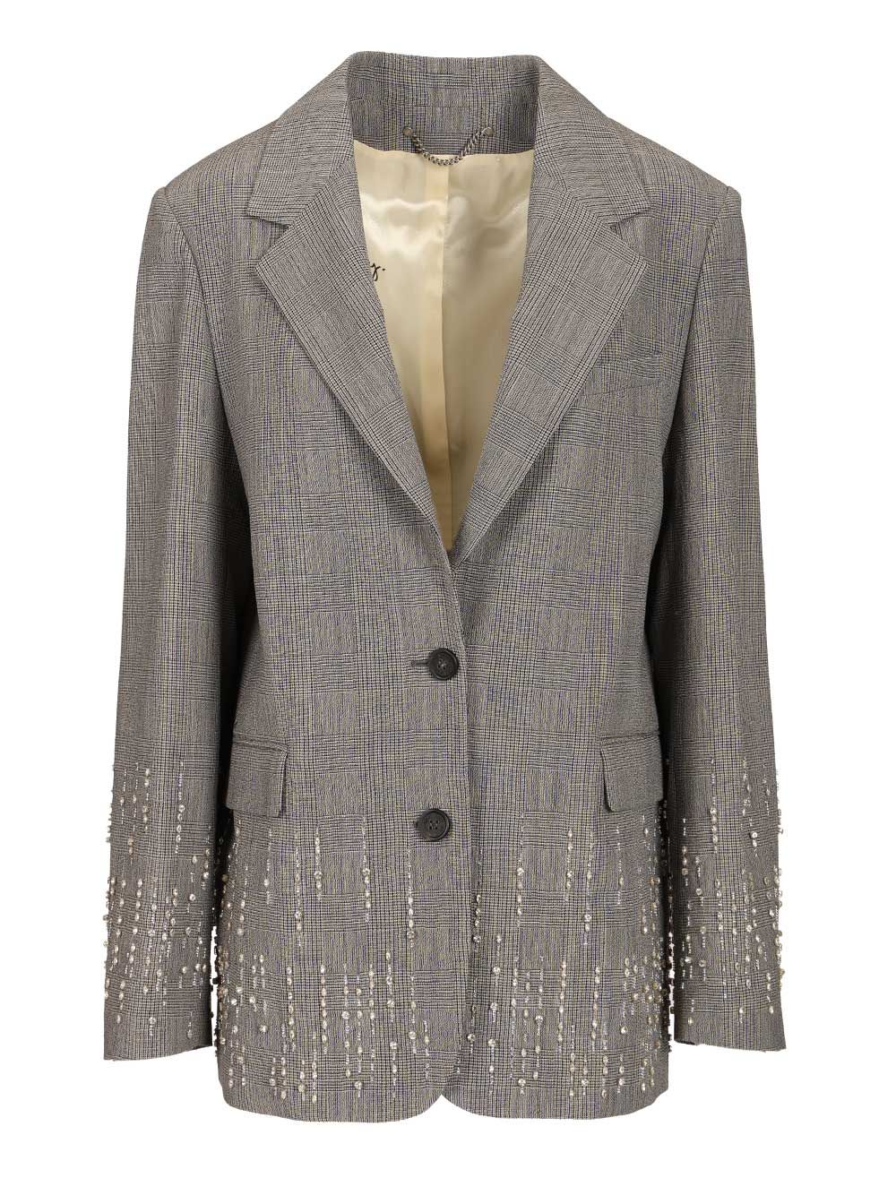 Golden Goose Deluxe Brand Prince Of Wales Blazer With Crystals Giacche - Grey | dee75d0584132a2c32b781f072a1d48d87652459