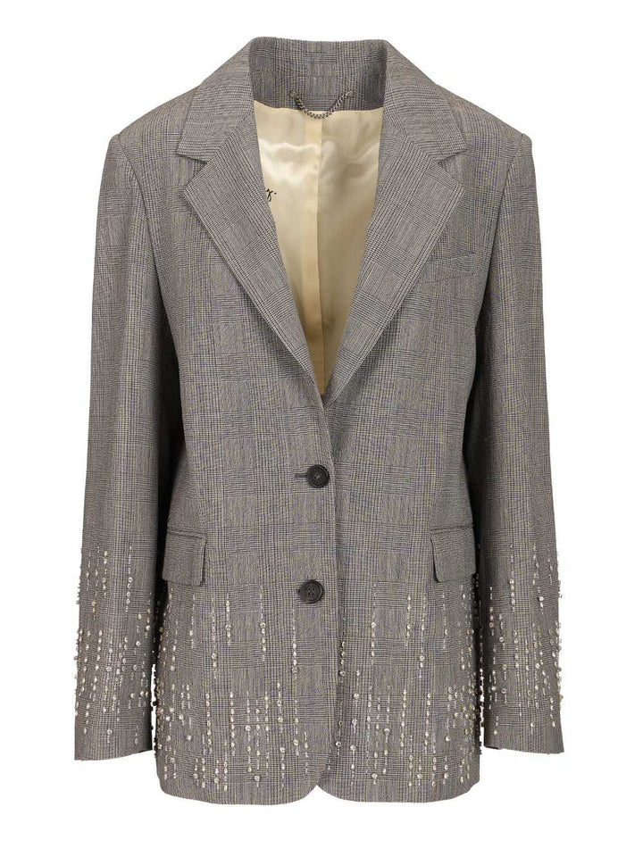 Golden Goose Deluxe Brand Prince Of Wales Blazer With Crystals Giacche - Grey | dee75d0584132a2c32b781f072a1d48d87652459