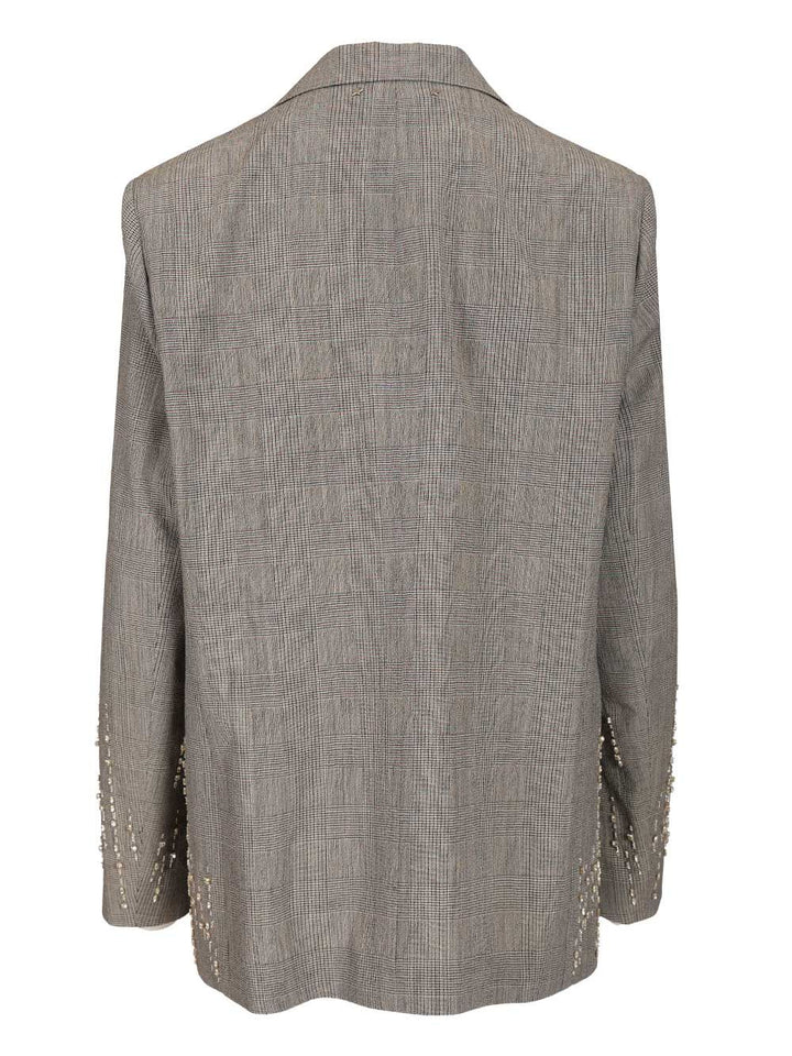Golden Goose Deluxe Brand Prince Of Wales Blazer With Crystals Giacche - Grey | c5aa316f88d3899c54f8a8284f25c97080901da0