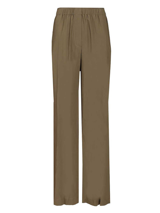 Pantalone Fluido Crepe De Chine Trousers Verde