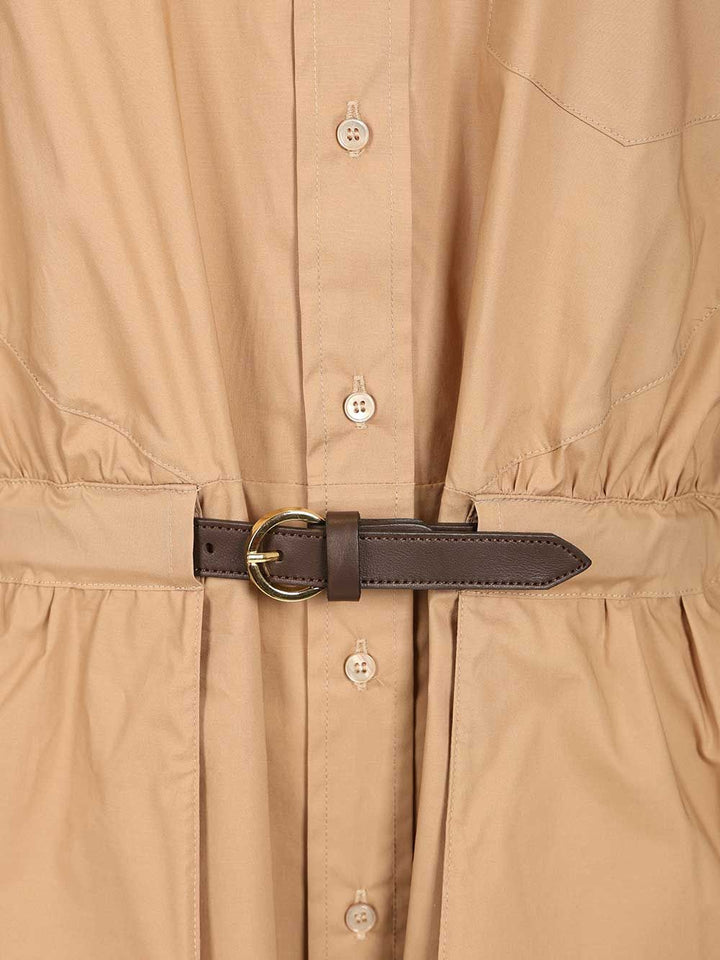 Federica Tosi Abito In Popeline Con Cintura In Pelle Abiti - Beige | d24973a58d3e0f0c2811a2a99e4cd4a9c33bf378