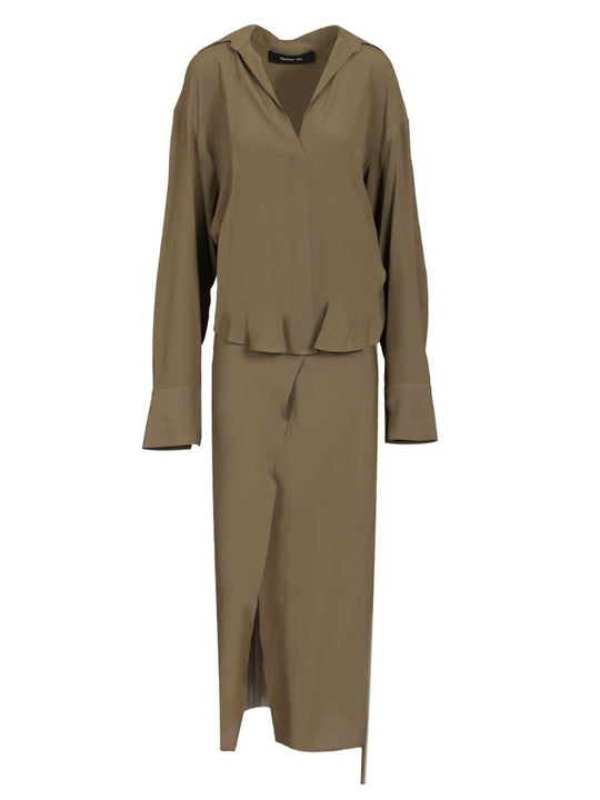 Abito Lungo Pareo Crepe De Chine Abiti Verde