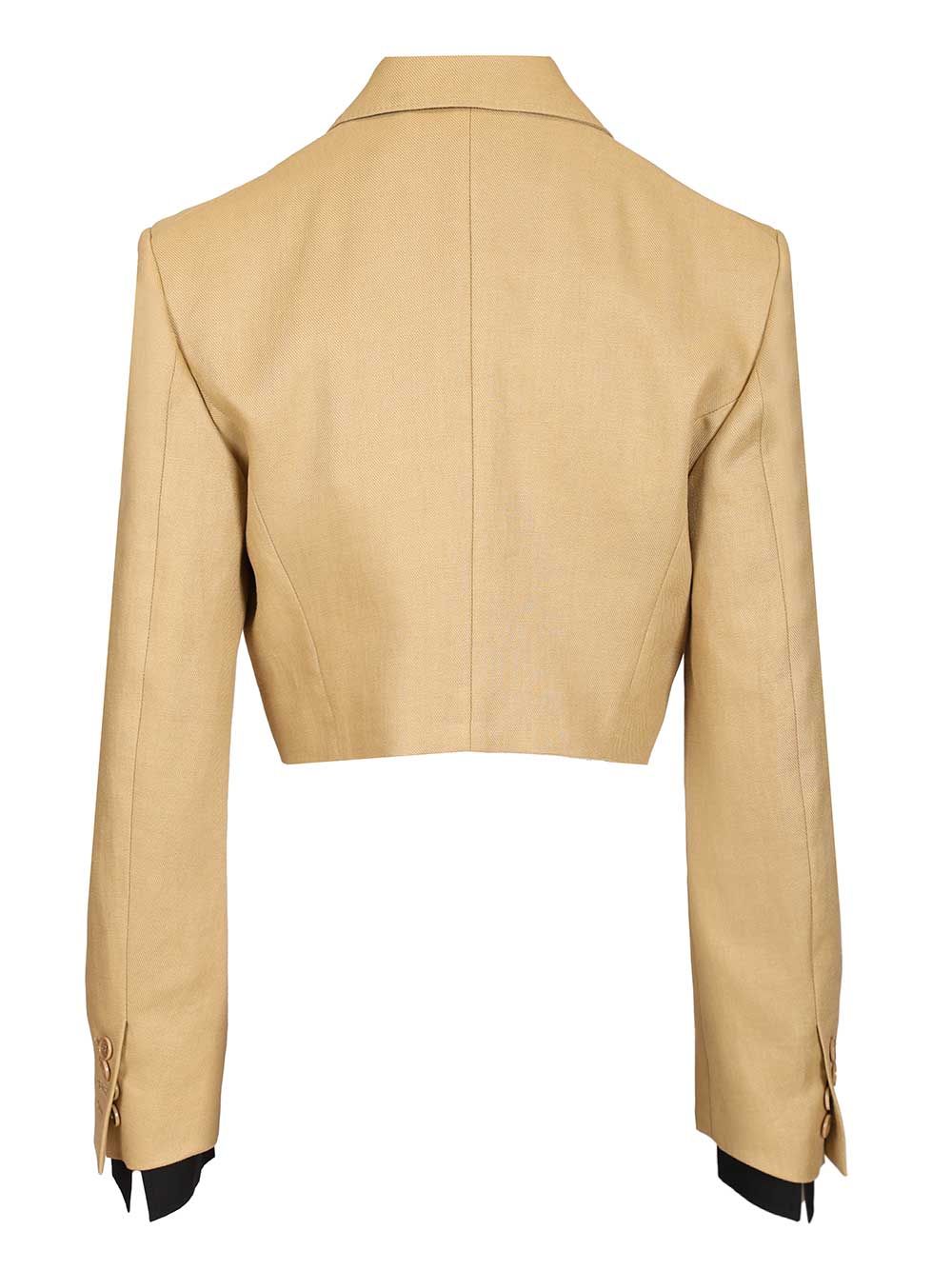 Max Mara Linen Diagonal Crop Jacket Giacche - Beige | 25f3ec9aef36aa2af851ead722e152cb5fad8548